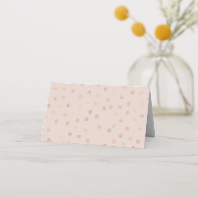Rose Gold Confetti Foil Hochzeit geklappte Platzka Platzkarte (Vorderseite)