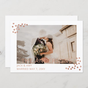 Rose Gold Confetti Foto Hochzeitsankündigung Einladung