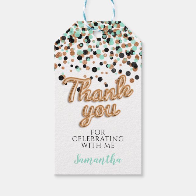 Rose Gold Confetti Gift Tags Geschenkanhänger (Vorderseite)