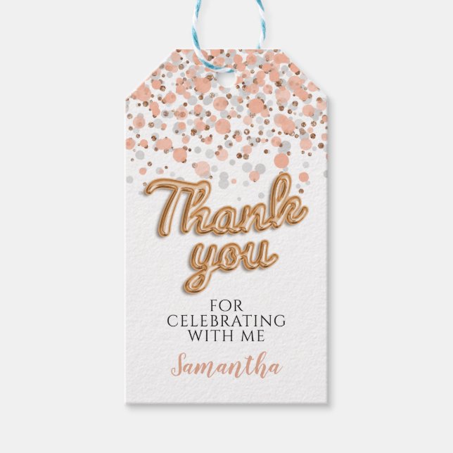Rose Gold Confetti Gift Tags Geschenkanhänger (Vorderseite)