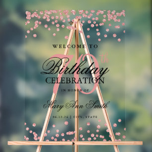 Rose Gold Confetti Glitzer 70. Geburtstag Willkomm Acrylschild