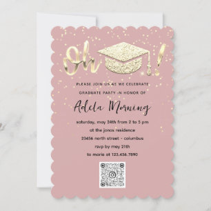 Rose Gold Confetti Graduate Party QR Code Einladung