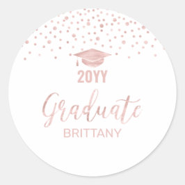 Rose Gold Confetti Graduation Party Gefallen Runder Aufkleber