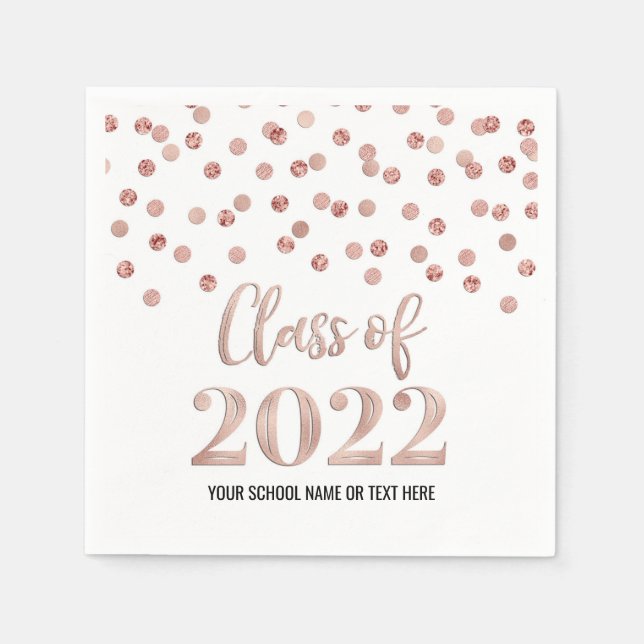 Rose Gold Confetti-Klasse 2022 Serviette (Vorderseite)