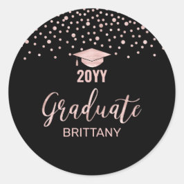 Rose Gold Confetti Klasse der Graduation Party Gef Runder Aufkleber