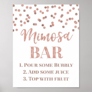 Rose Gold Confetti Mimosa Bar Sign Wedding Poster