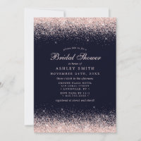 Rose Gold Confetti Navy Blue Modernes Brautparty