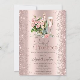 Rose Gold Confetti Perls Prosecco Brautparty Einladung