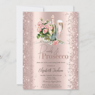 Rose Gold Confetti Perls Prosecco Brautparty Einladung