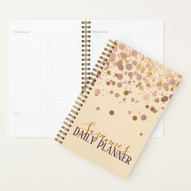 Rose Gold Confetti Personalisiert Planner Planer (Anzeige)