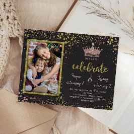 Rose Gold Confetti PRINCESS verleiht Joint Birthda Einladung