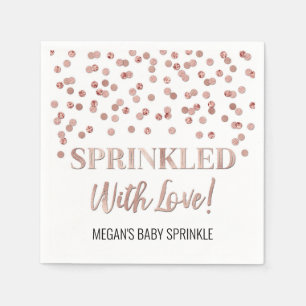 Rose Gold Confetti Sprinkler mit Liebe Serviette