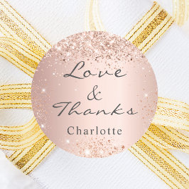 Rose gold confetti vielen Dank Runder Aufkleber