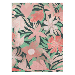 Rose Gold Coral Green Floral Blätter Illustratione Tischdecke