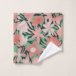 Rose Gold Coral Green Floral Blätter Illustratione Waschlappen