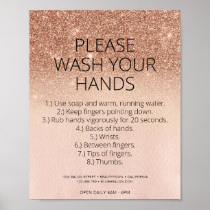 Rose Gold Covid Health Safety Glitzer Friseur Salo Poster
