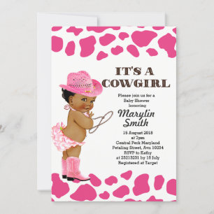 Rose Gold Cowgirl Kuh Print Baby Dusche Einladung