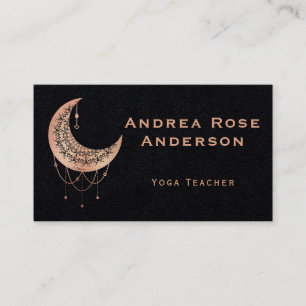 Rose Gold Crescent Moon Mandala Business Card Visitenkarte