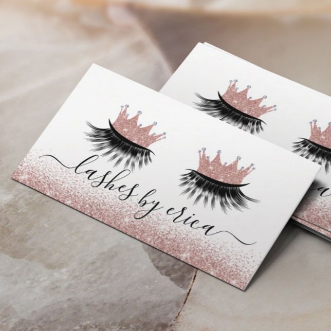 Rose Gold Crown Eyelash Diva Lashes Salon Visitenkarte (Von Creator hochgeladen)