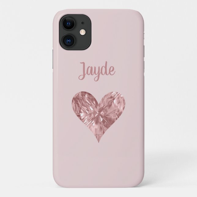 Rose Gold Crystal Heart Handy Fall Case-Mate iPhone Hülle (Rückseite)