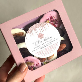 Rose Gold Cupcake Glitzer Tropfen Bäckerei Koch Re Runder Aufkleber