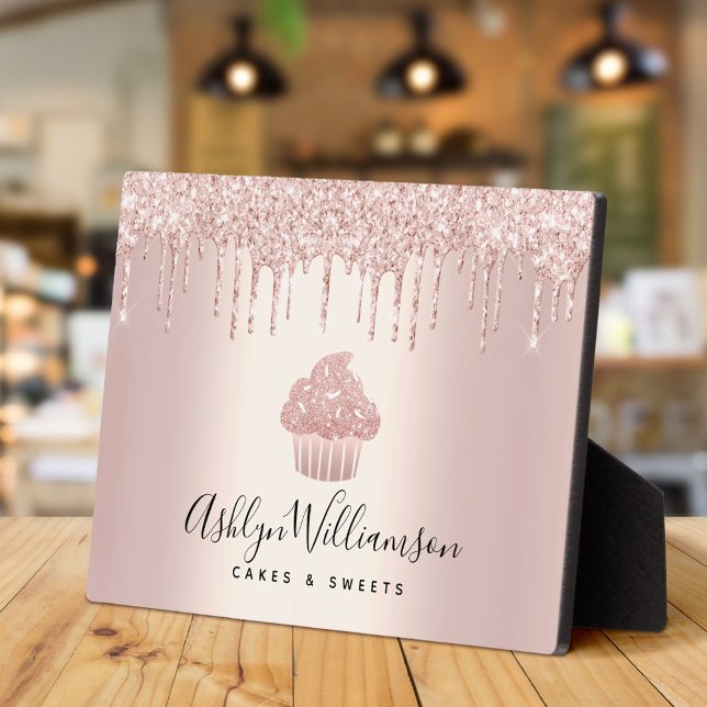 Rose Gold Cupcake Glitzer Tropfen Konditorei Bäcke Fotoplatte (Von Creator hochgeladen)