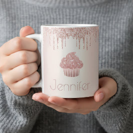 Rose Gold Cupcake Glitzer Tropfen moderne schicke Kaffeetasse
