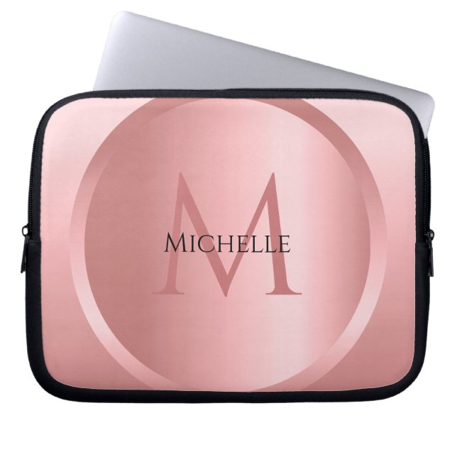 Rose Gold Custom Elegant Monogram Template Laptopschutzhülle (Vorderseite)
