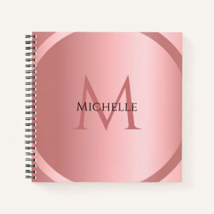 Rose Gold Custom elegante Monogram Moderne Vorlage Notizbuch