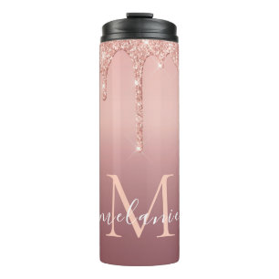 Rose Gold Custom Letter Name Thermal Tumbler Thermosbecher