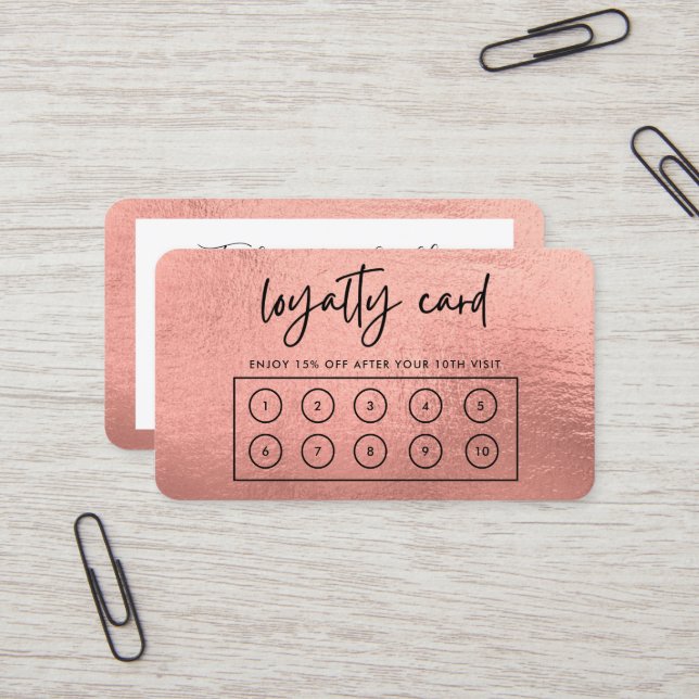 Rose Gold Custom Loyalty Card Visitenkarte (Vorderseite/Rückseite Beispiel)