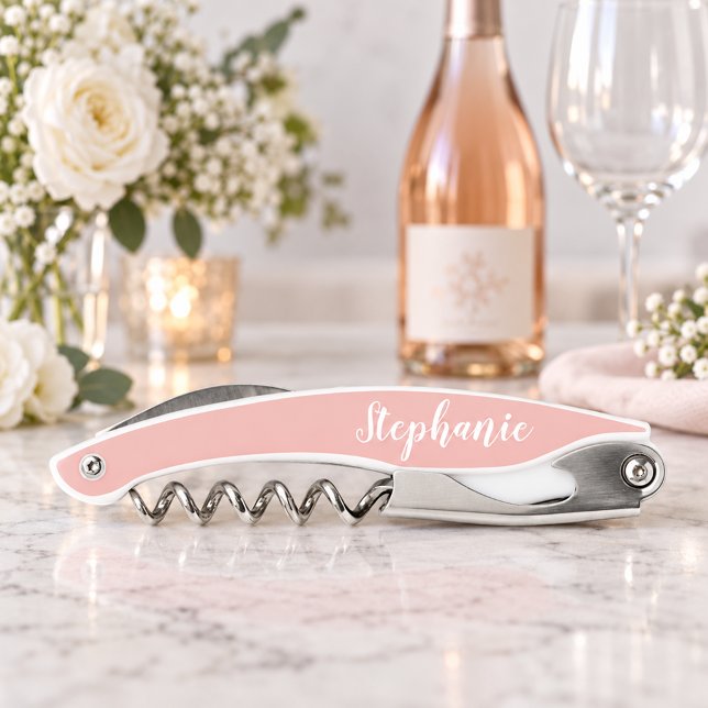 Rose Gold Custom Script Monogram Kellnermesser (Von Creator hochgeladen)
