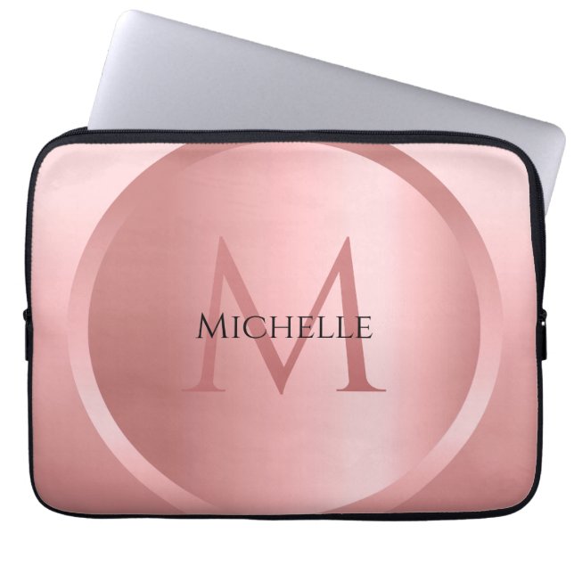 Rose Gold Custom Template Elegante Monogram Laptopschutzhülle (Vorderseite)