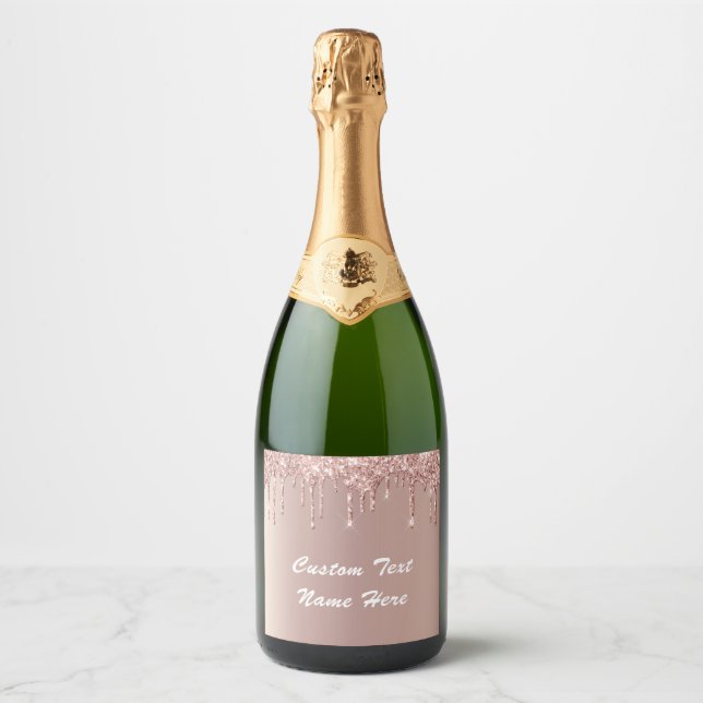 Rose Gold Custom Text Champagner Weinkennzeichen G (Vorderseite)