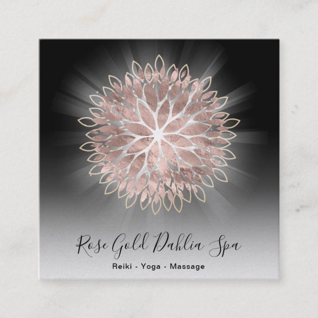 ~ Rose Gold Dahlia Flora Energy Burst AP2 Quadratische Visitenkarte (Vorderseite)
