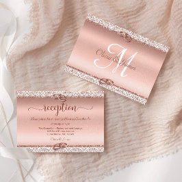 Rose Gold Damask Eleganter Hochzeitsslipp Empfang Begleitkarte