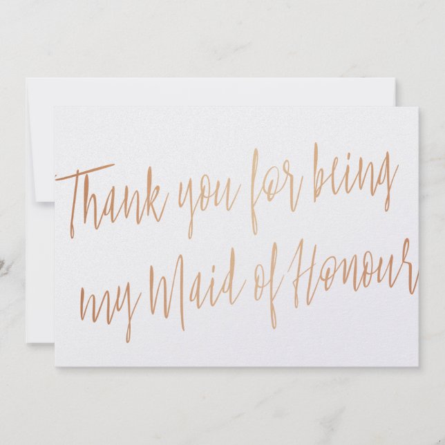 Rose Gold "Danke, dass du meine Trauzeugin bist" Dankeskarte (Vorderseite)