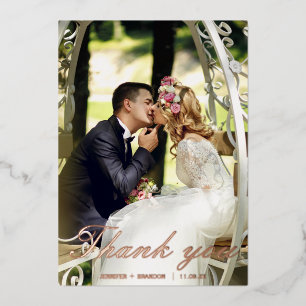 Rose gold Dankeschön Karte Hochzeitfolie Urlaubska