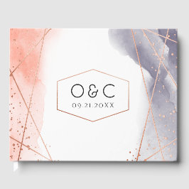 Rose Gold Dawn Wasserfarbe Geometrische Hochzeit Gästebuch