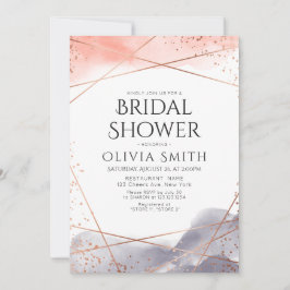 Rose Gold Dawn Wasserfarbe Geometrisches Brautpart Einladung