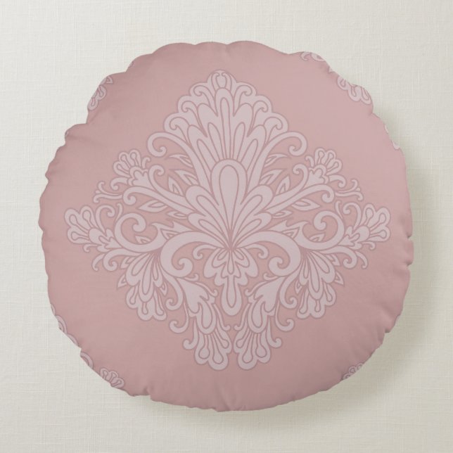 Rose Gold Decorative Pattern, Elegant Rundes Kissen (Vorderseite)