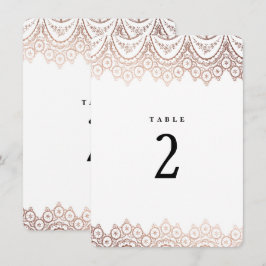 Rose Gold Delicate Lace Wedding Tischnummer