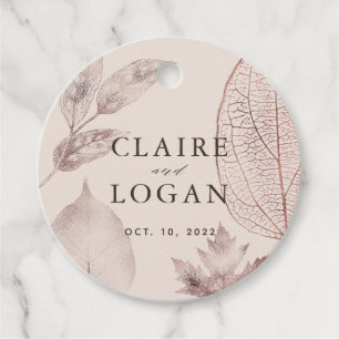 Rose Gold Delikate Blätter Pink Beige Hochzeit Geschenkanhänger