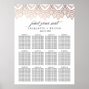 Rose Gold Delikate Wedding Seating Chart Poster