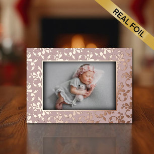 Rose Gold Delikatesse Geburtsankündigung Foil Card Folien Feiertagskarte