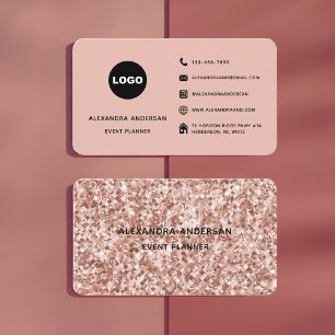 Rose Gold Diamant Glitter Eventplanerin Visitenkarte