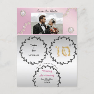 Rose Gold Diamond 10 Jahre Jubiläum Save the Date Postkarte