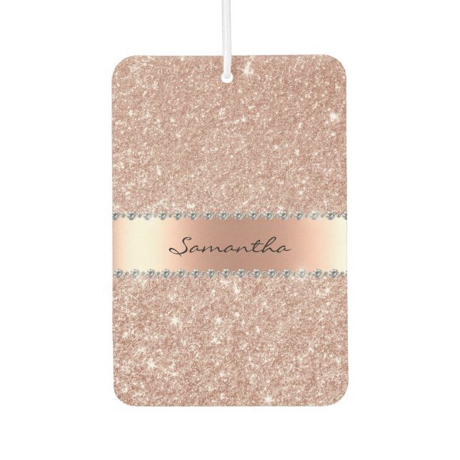Rose Gold Diamond Glitzer Blenden Monogramm Autolufterfrischer (Vorderseite)