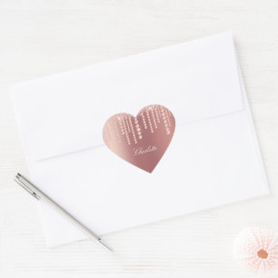 Rose Gold Diamond Look Personalisiert Classic Herz-Aufkleber