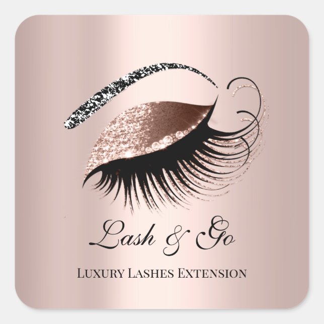 Rose Gold Diamond Makeup Artist Lash Extension Quadratischer Aufkleber (Vorderseite)